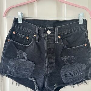 Levi's Black Washed Denim Cutoff Shorts